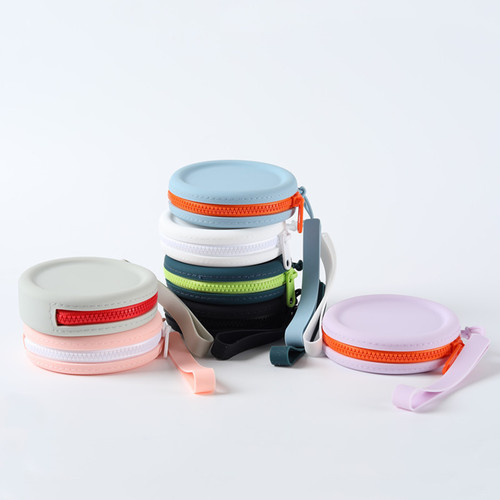 Silicone Case Round Zero Wallet, Solid Color Earphone Data Cable Lipstick Storage Bag Portable Zipper Key Bag