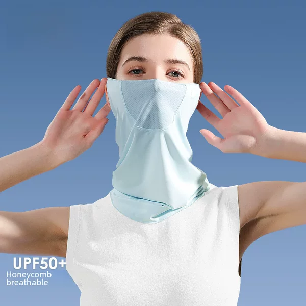 Ice Silk Sunscreen Mask Women's Summer Anti-ultraviolet Quick-drying Neck Sleeve Cold Face Neck Hanging Ear Headband XTJ42