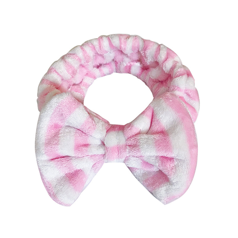 Amazon nuevo estilo bolsa de oreja de terciopelo coral banda de pelo femenino lavado de la cara belleza banda de pelo europeo y americano de gran tamaño arco accesorios para el cabello