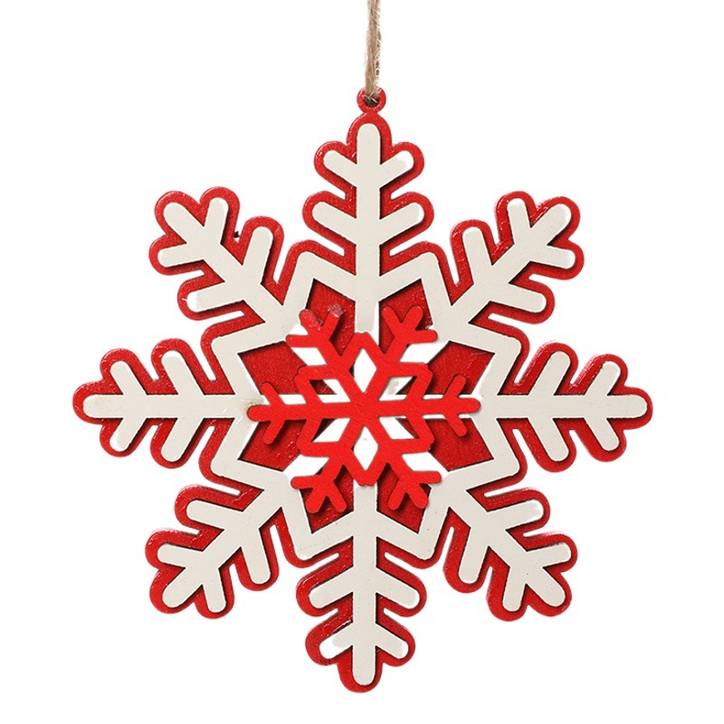 Amazon nuevo estilo nórdico Navidad creativo colgante de madera copo de nieve árbol de Navidad colgante decoración colgante rojo