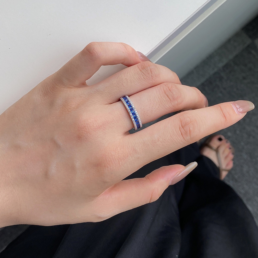 Luxurious Geometric Sterling Silver Plating Zircon Rings