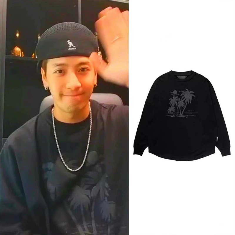 Оптовый трансграничный бренд Tide Palm Angel Wang Jiaer teamwang с пенопластовой печатью в футболке с длинным рукавом для мужчин и женщин