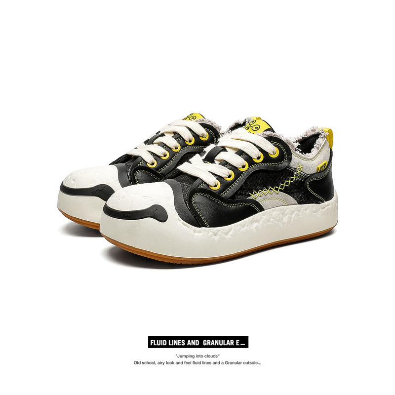 Open-mouth Laughing Series Platform-soled Canvas Shoes Comfortable Couple's Retro Style Increased Funny and Funny Bell Dissolving Big-toe Shoes