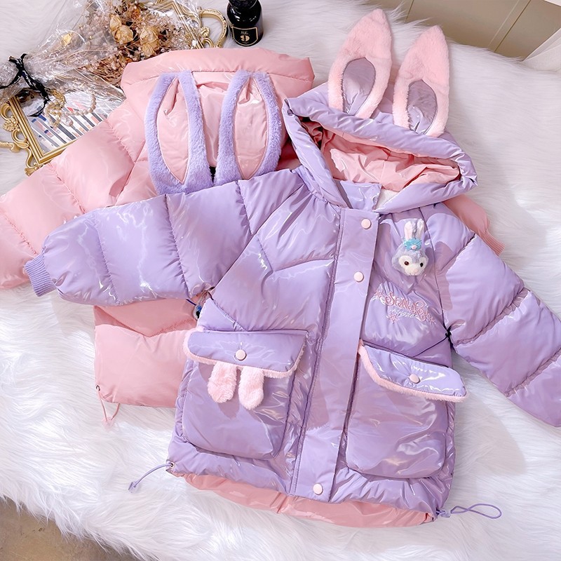 girl Cotton Plush Winter clothes coat 2021 new pattern Large children Overcome cotton-padded jacket girl Western style cotton-padded clothes