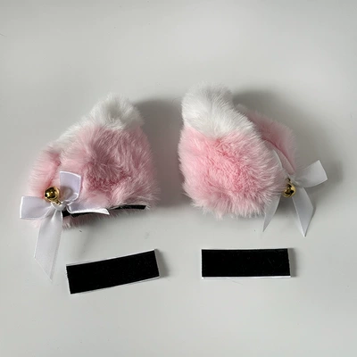 Motosiklet dəbilqələri – Internet celebrity helmet decoration Black Pink - white-pointed-pink-bell-1-pair