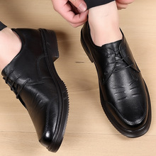 头层牛皮秋季男鞋男士休闲一脚蹬皮鞋男式厚底单鞋中年爸爸套脚鞋