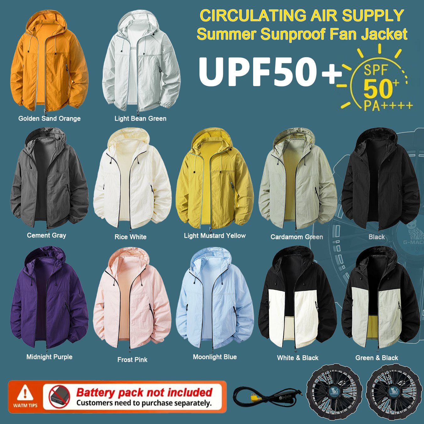 2026 Summer New Hooded Sun Protection Fan Clothing for Men and Women, Cycling Cooling Air-Conditioned Clothing, Outdoor Smart Semiconductor Jacket