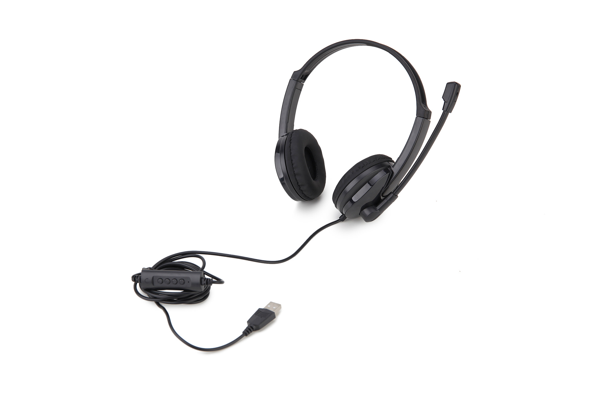 Wearing wired USB with remote control for learning, office, education, teaching, and communication earphones_voghion.com