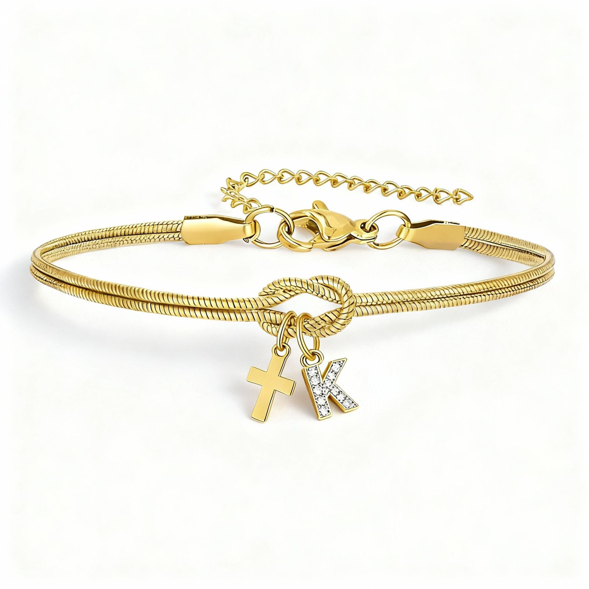 Concentric Knot Snake Bone Bracelet With Diamonds For Women_voghion.com