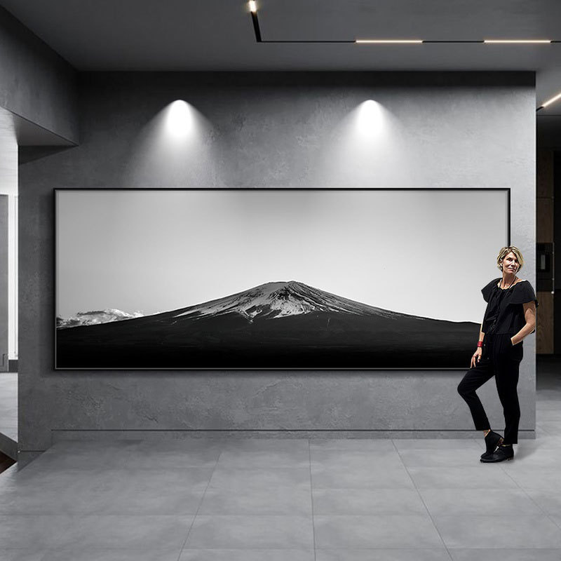 Black and White Mount Fuji Living Room Decorative Painting Bedroom Hanging Painting Minimalist Office Atmospheric Wall Painting Industrial Style Modern Mural Painting