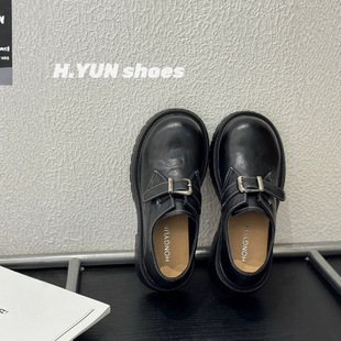Red Rhyme ~ Retro Loafers Women's 2025 Spring and Summer New Thick Bottom Thick Heeled Round Toe Bag Shoes British Style Leather Shoes
