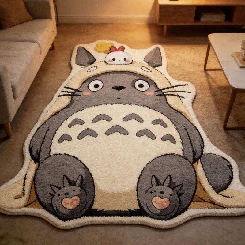 Manufacturer Wholesale Easy-To-Clean High-End Totoro Imitation Cashmere Bedroom Cooling-Resistant Stain-Resistant Full-Cover Decorative Coffee Table Sofa Carpet
