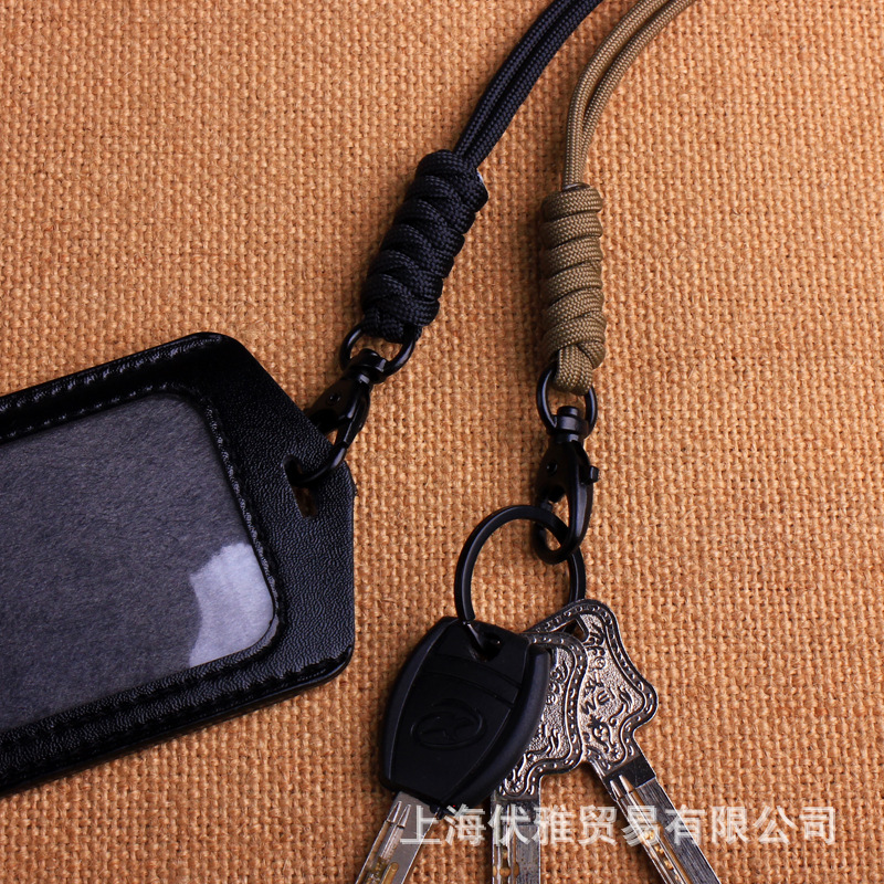 Z02 suministro de fábrica cuerda paraguas tejida hebilla de metal hebilla giratoria clave cuerda halter certificado tarjeta de fábrica cordón