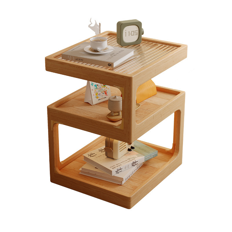 Mesa lateral del sofá, sala de estar, hogar, armario lateral de madera maciza, armario lateral, lujo ligero, casillero de almacenamiento de troncos de alta calidad, mesa de esquina