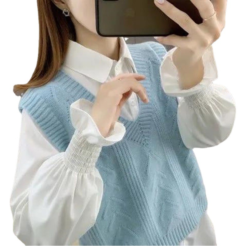 Principios de primavera y otoño 2024 nuevo chaleco popular de las mujeres Chaleco de punto suéter de las mujeres con cuello en V chaleco suelto ropa exterior image 1