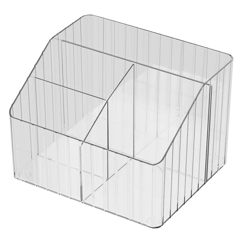 Caja de almacenamiento de escritorio transparente de alto grado de luz de lujo compartimiento cosméticos caja de organización simple escritorio pluma contenedor rack de almacenamiento