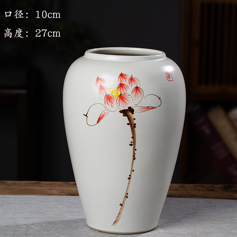 Jingdezhen nuevo jarrón de cerámica china planta maceta de flores de cerámica vintage flor seca sala de estar decoración moderna simple estricta