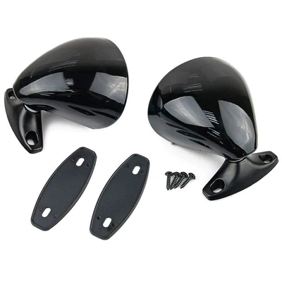 [Dropshipping] Universal Retro Car Rearview Mirror Shell Mirror for Classic Cars and Vintage Cars with Muscle Arm Installation (Rearview mirror/rearview mirror) - glossy-black