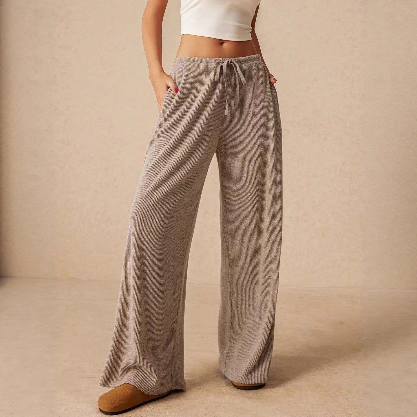 Women's Clothing Casual Loose Autumn And Winter Explosion Fashion Temperament Wide-leg Pants Trousers Elastic Waist Women_ecoleips.com