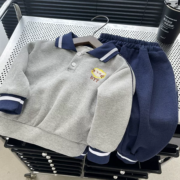 Boys' Spring and Autumn Outfit 2025 New Stylish Children's Clothing Baby Autumn Sports Two-Piece Set Trendy