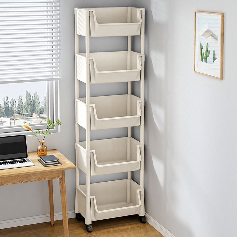 Bookshelf floor simple household children's multi-layer locker with wheels narrow gap small bookcase wall storage rack