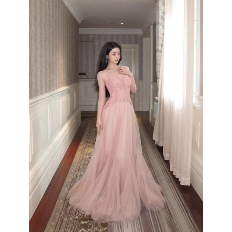 Strapless Dress, Bridal Gown, Engagement Evening Dress, High-End Luxury Niche Mermaid Holiday Fairy Dress, Sleeveless