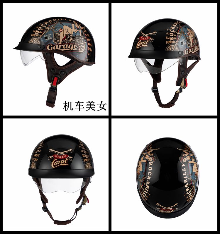 Cruise Motorcycle Half Helmet Retro Winter Men's Women's Motorbike Helmet