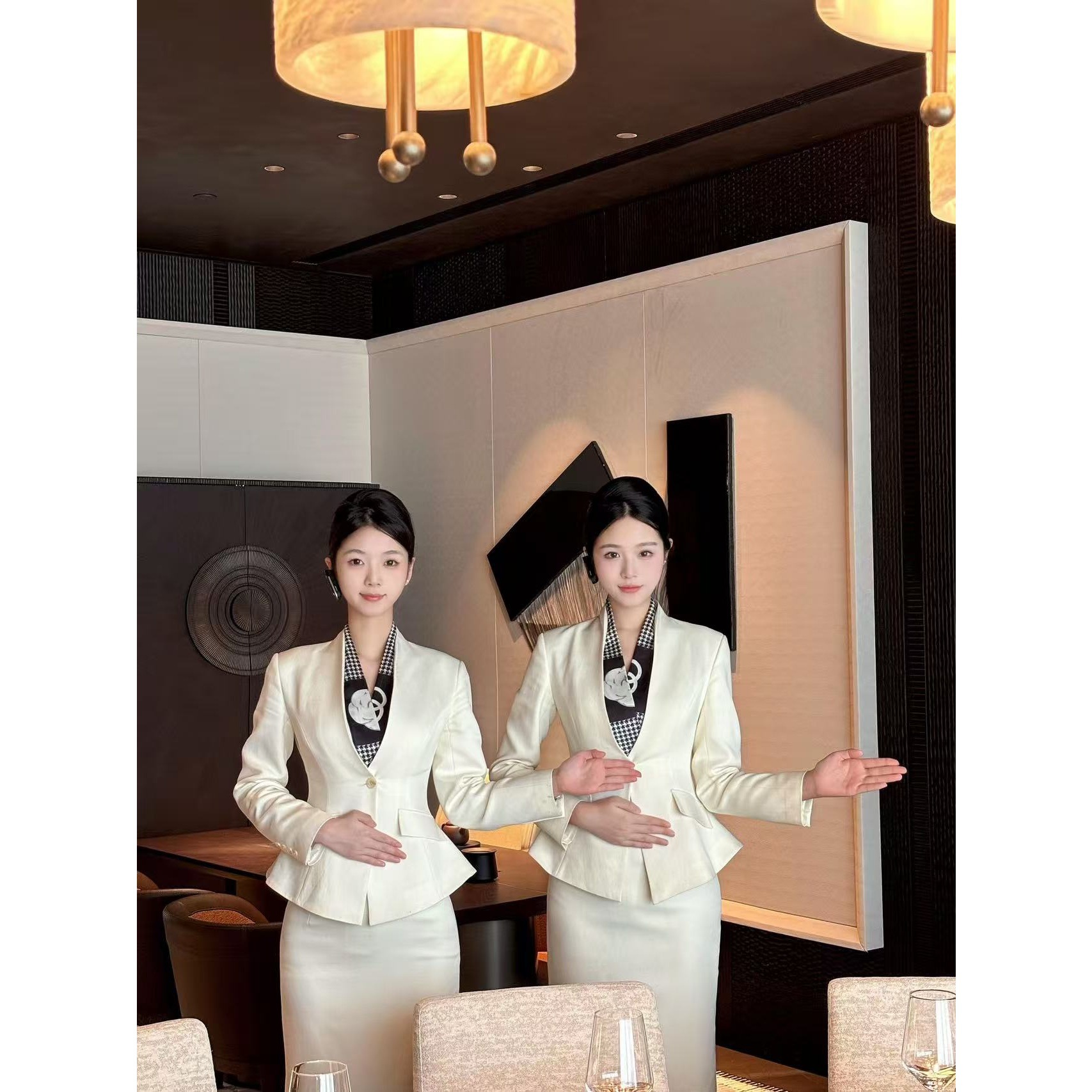 High-end professional women's suit for spring and summer, flight attendant uniform, hotel manager front desk receptionist beauty salon workwear