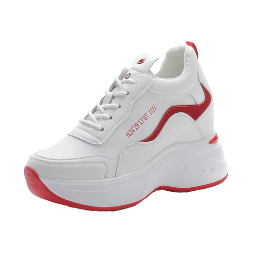 Korean-style Dad Shoes  Spring New Leather-Single Face Women's Thick Sole Height Loss Slim Casual Sports Shoes Women Wholesale