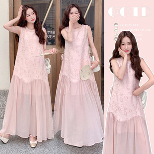 Ready Stock Maternity Wear 2025 Summer New Pink Beautiful and Gentle Style Dress