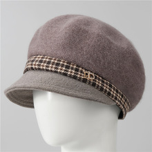 秋冬季帽子女中老年人妈妈加绒厚保暖鸭舌帽护耳针织毛线帽贝雷帽