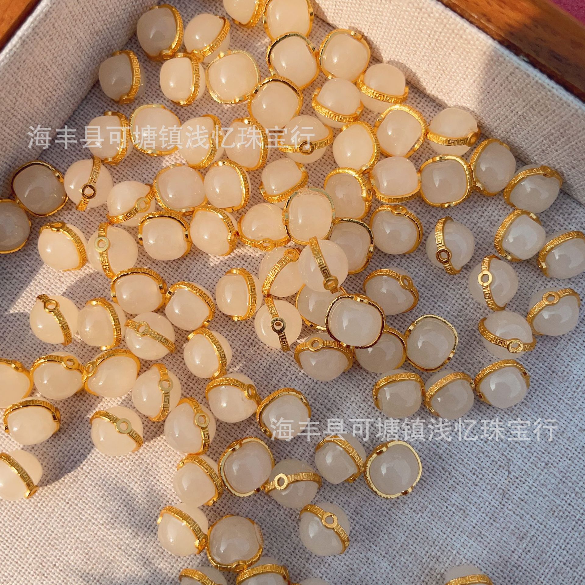 Manufacturer Wholesale S925 Silver Gold-Plated White Jade Accessories Natural Hetian Jade Edge White Through-Hole Spacer Beads DIY Accessories