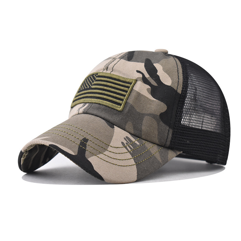 Nueva bandera transfronteriza gorra de béisbol bordada gorra lavada apenada gorra clásica de malla transpirable Gorra de béisbol del Día de la independencia