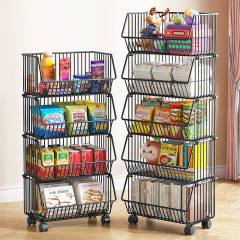 Kitchen vegetable storage rack fruit storage rack multi-functional trolley multi-layer floor storage rack storage basket basket