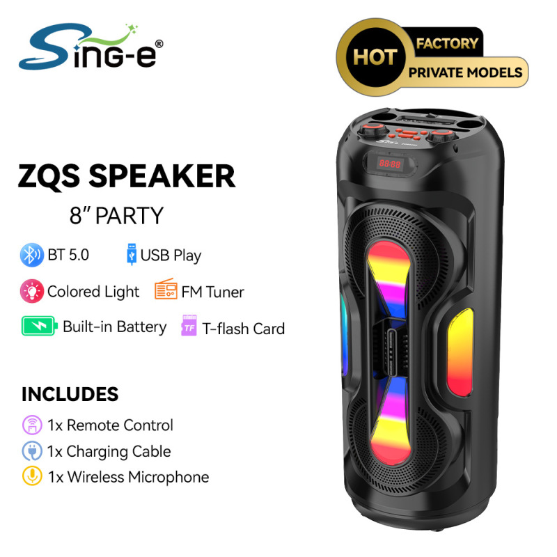 SING-E ZQS-8260 工場直販 デュアル 8inch Bluetooth スピーカー ホーム KTV マイク付き RGB|undefined