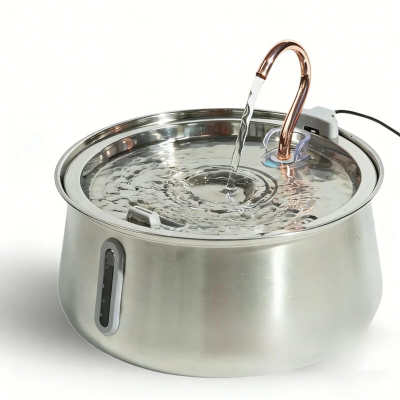 Amazon's Popular 4L Water Drop Faucet Stainless Steel Pet Water Dispenser with Visual Window Cat Silent Water Dispenser