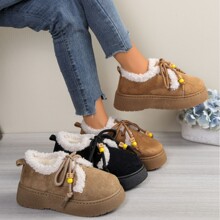 系带棉鞋女2025年新款外贸大码加绒加厚保暖波西米亚罗马风雪地靴