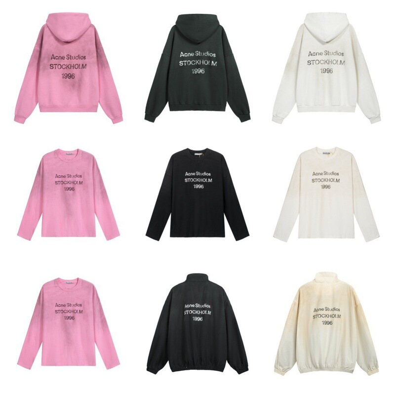 Three-Label In-Stock Ac Fuzzy Letter Print Washed Vintage Distressed Color Hooded Long-Sleeve Sweatshirt Zip-Up Jacket