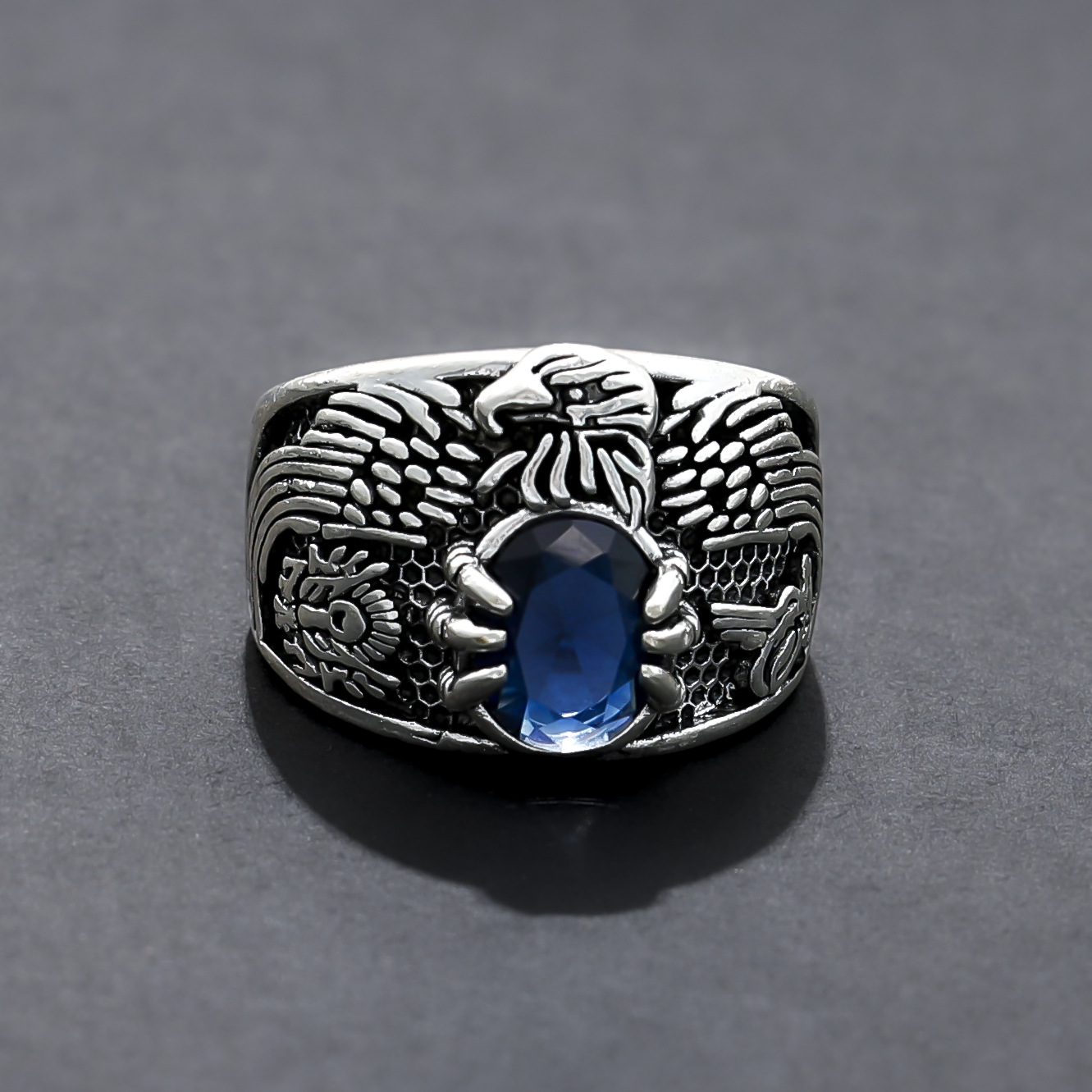 Anillo de valiente granate retro Sutra del corazón de plata anti-tailandés para hombres Anillo individual para hombres Corindón rojo Anillo de apertura de sapo dorado image 5