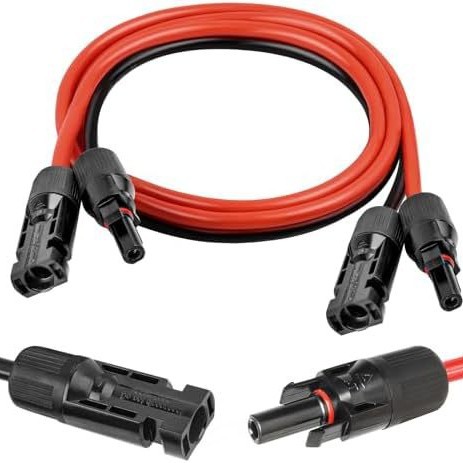 Comercio exterior línea de extensión de panel solar fotovoltaico 4 cuadrado / 10 AWG rojo y negro un conjunto de conectores MC4 Amazon transfronterizo
