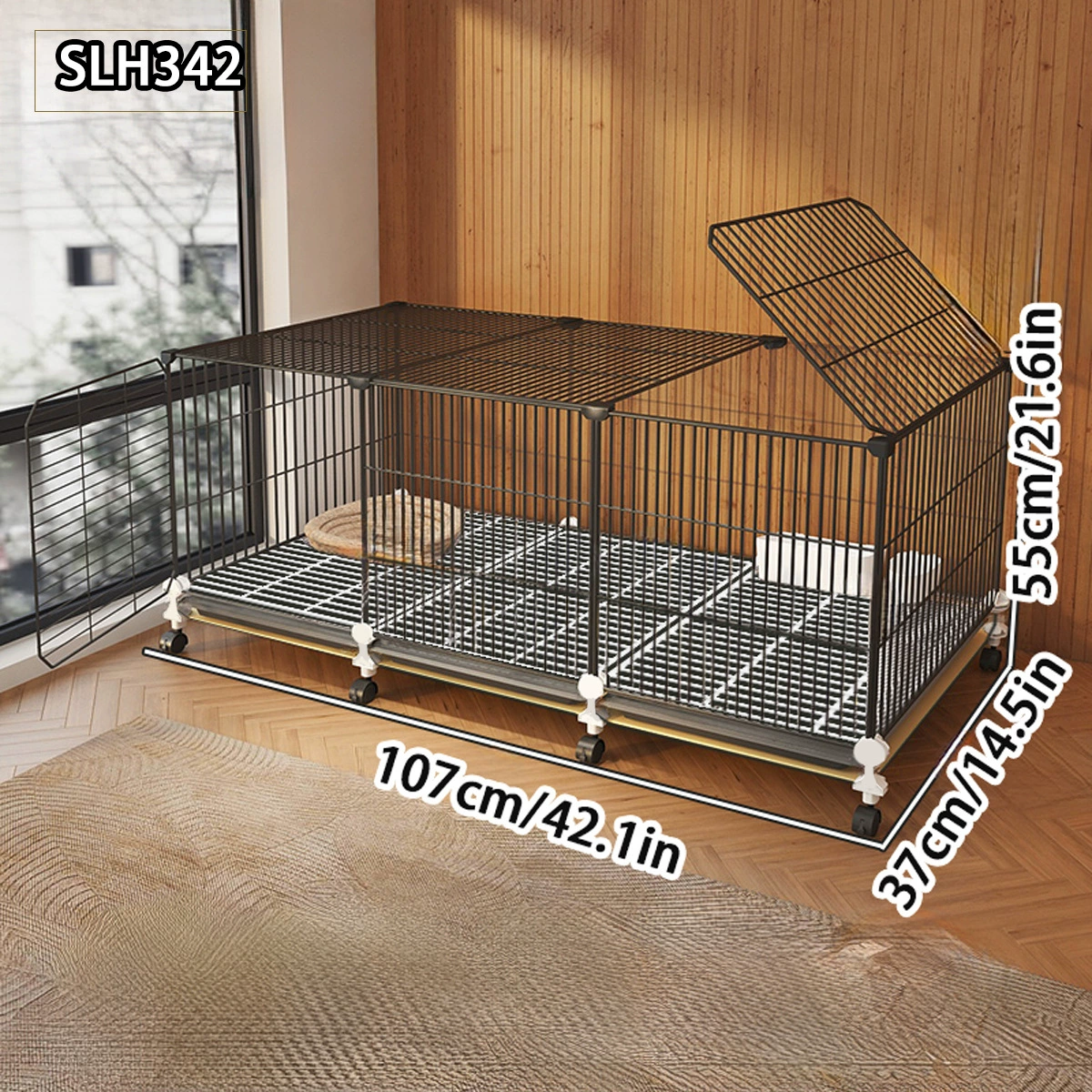 Большая клетка для кроликов и морских свинок с туалетом и автоматической очисткой отходов для использования в помещении.