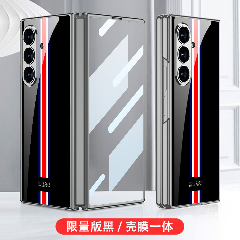 适用三星zfold7手机壳电镀玻璃彩绘壳膜一体折叠屏保护套防摔套|undefined