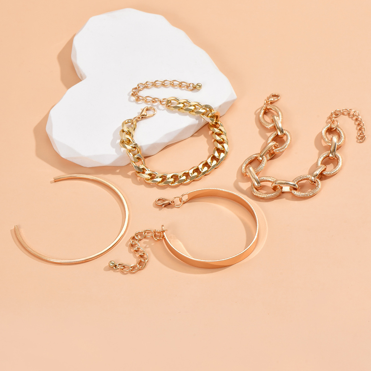 Geometric Pattern Unisex Gender Fashion Geometric Alloy Plating Unisex Bracelets 4 Piece Set