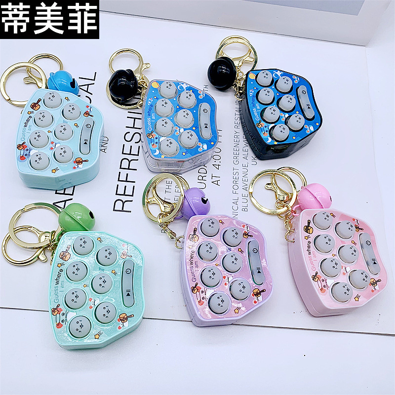 Fun Mini Handheld Whack-A-Mole Toy Game Console Keychain Cartoon Creative Functional Gift Pendant Fun Bag Accessory