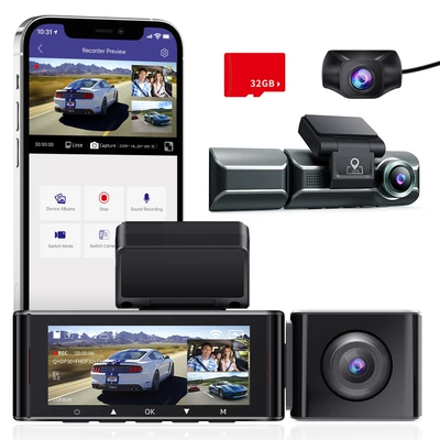 AZDOME driving recorder three lens recorder 4K 1080P 1440P built-in WIFI GPS car track (Driving recorder) - standard-instruction-manual-of-usb-cable-bracket-for-camera-rear-camera-in-the-host-car-m5502k1k2k
