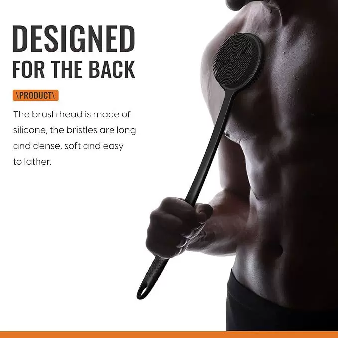 43cm硅胶洗澡刷清洁按摩神器家用浴室双面长柄刷懒人搓背沐浴刷