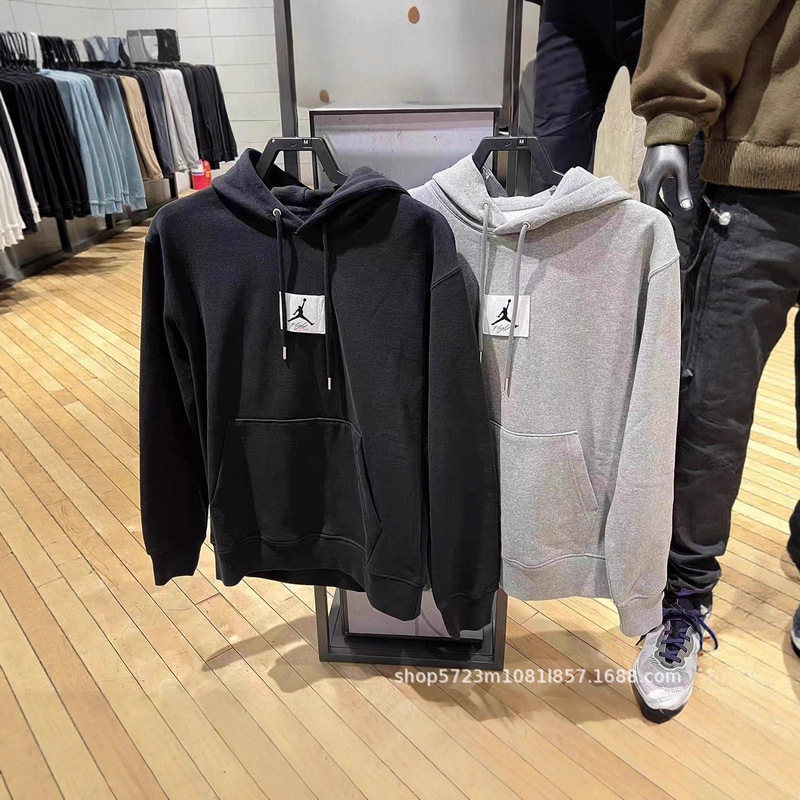 25 New Jordan Aj Overseas Popular Men's Velvet Sweatshirt, Airman Label Casual Couple Hooded Pullover