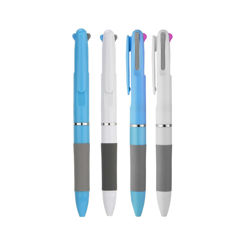 Bolígrafo de bolas de tres colores personalizado logotipo publicitario de escritorio personalizado bolígrafo de publicidad de oficina personalizado bolígrafo de regalos personalizado papelería multicolor