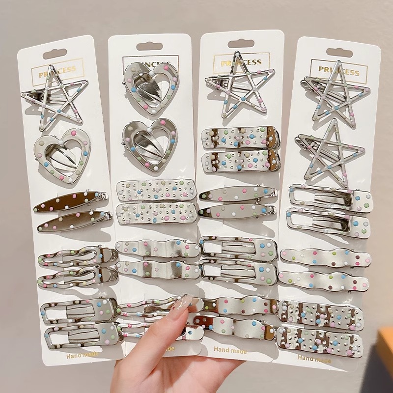 Zhao LuSi con ondas puntuales de metal cabello clips boca mujer adorable clips lateral frisa clips tocado clip de cabello