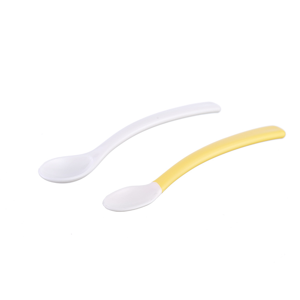 Toukie poco travieso bebé cuchara silicona suave cabeza bebé suave y duro combinación cuchara 2 piezas de vajilla para niños